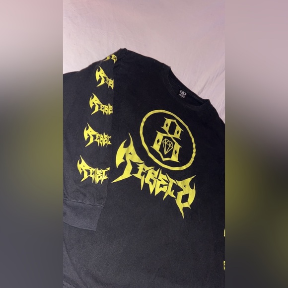 Rebel 8 Mens Black Grunge Skate Long Sleeve Logo Streetwear Y2K Punk - Picture 3 of 7